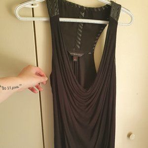 Black drapey tank with faux leather